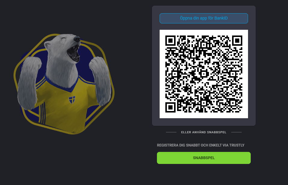 Registrering hos Coolbet via QR-kod och BankID-verifiering med Trustly