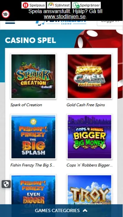 PlayMillion mobilcasino renderat i webbläsare med BankID-inloggning utan dedikerad app