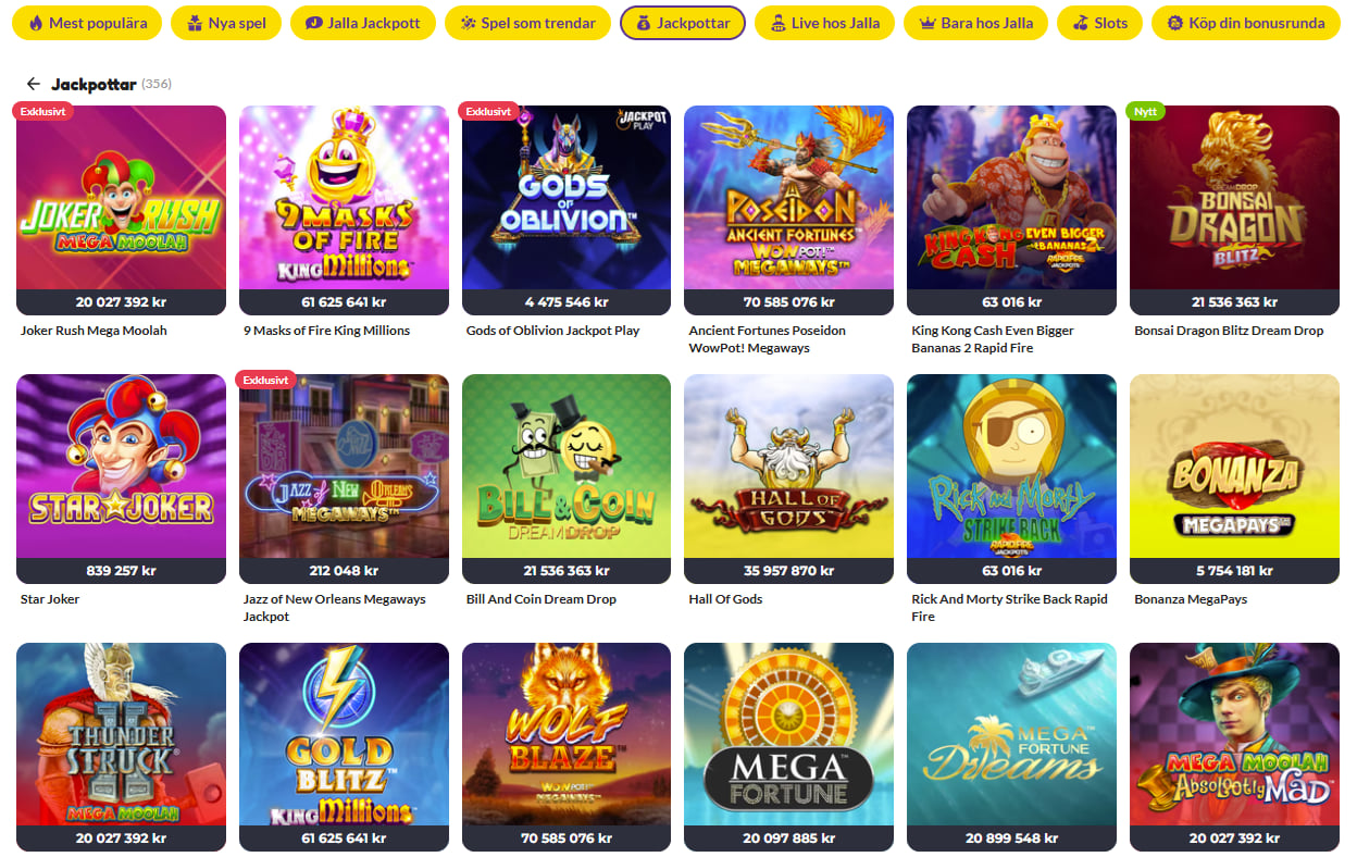 casino jalla erbjuder över 350 jackpottspel
