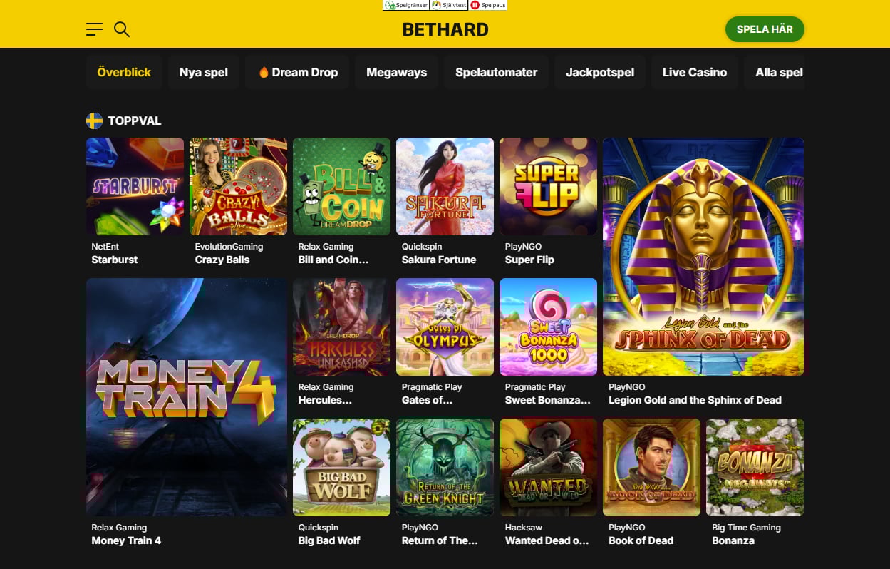 spelautomater hos bethard casino