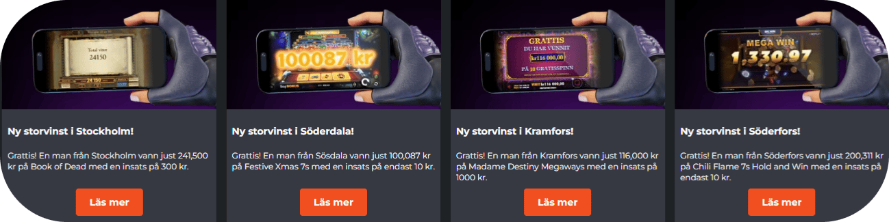 De senaste storvinsterna hos Ninja Casino Sverige