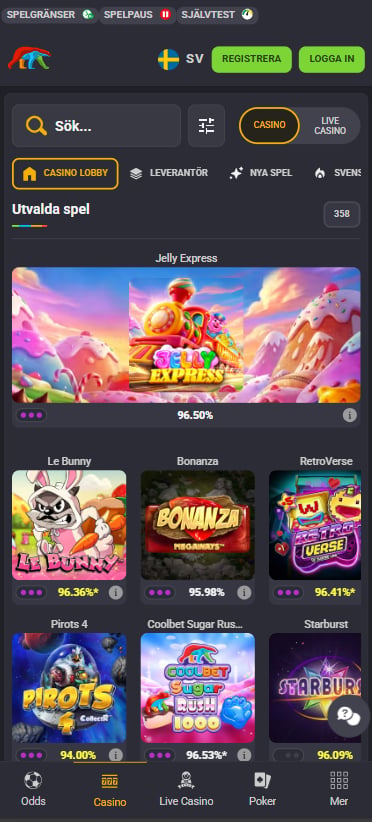 Coolbet mobilsajt med Swish-betalning och casinospel anpassade för mobilen