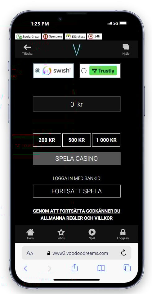 VoodooDreams är ett Pay N Play casino där du kan enkelt registrera dig
