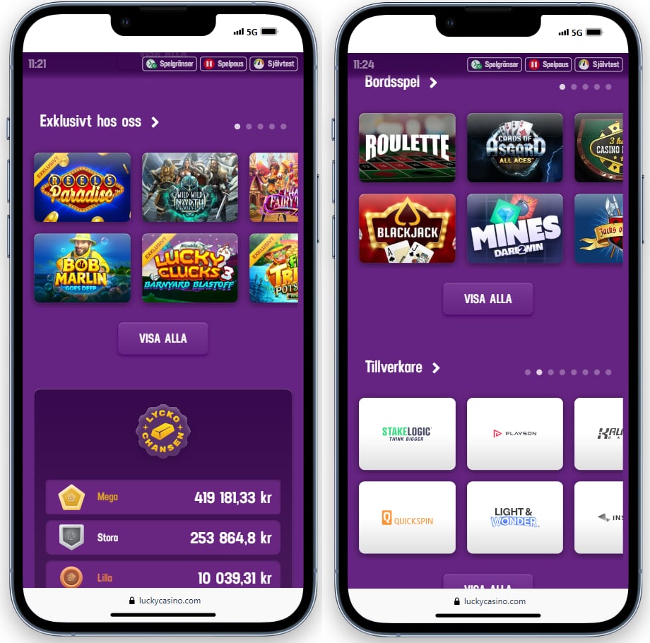 Lucky Casino erbjuder exklusiva spel och bordsspel online